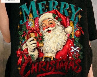 Vintage Santa Christmas Shirt, Holiday Tee, Retro Santa Club Comfort Colors Top, Classic Nostalgic Xmas Gift for Her