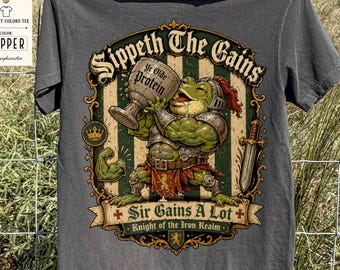 Chemise drôle de couleurs de confort médiéval de grenouille de gymnastique, t-shirt rétro d'amphibiens d'haltérophilie, haut graphique esthétique de grenouille médiévale, cadeau humoristique d'entraînement