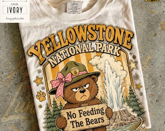 Chemise couleurs confort du parc national de Yellowstone, t-shirt vintage du Wyoming, t-shirt de randonnée rétro, cadeau parc national, t-shirt aventure de voyage amoureux des ours
