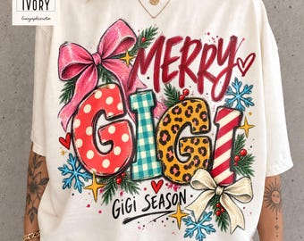 Merry Gigi Christmas Shirt, Comfort Colors Grandma Tee, Cute Holiday Gift for Gigi, Festive Nana Style Top, Cozy Family Xmas Outfit