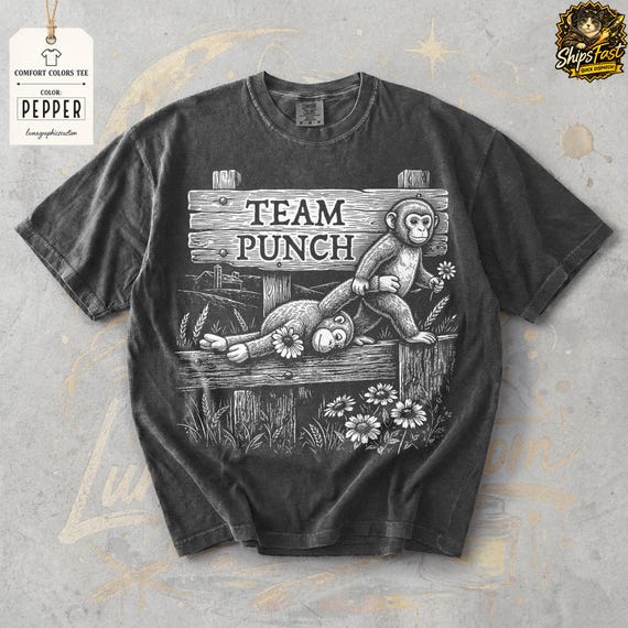 Team Punch Comfort Colors® T-Shirt, Baby Monkey Punch Shirt, Viral Baby Monkey Punch Tee