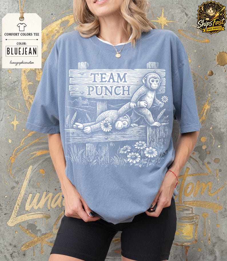 Team Punch Comfort Colors® T-Shirt, Baby Monkey Punch Shirt, Viral Baby Monkey Punch Tee image 6