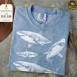 Shark 90s Vintage Tattoo Style Shirt, Comfort Colors Retro Y2k Shark Graphic Tee, Aesthetic Ocean Unisex Tshirt, Sea Animals Top Gift
