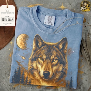 Vintage Howling Wolf Graphic Tee, Moonlit Forest Wildlife Shirt, Night Nature Retro Outdoor Top, Comfort Colors® Animal Gift Tee image 11