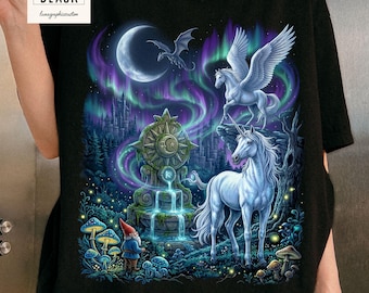 90s Fantasy Unicorn Shirt, Vintage Whimsical Pegasus Comfort Colors Tee, Retro Dragon Castle Tshirt, Magical Dreamcore Top, Fantasy Gift