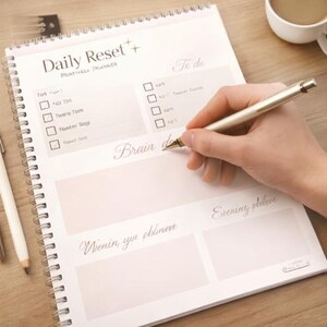 Daily Reset Printable Planner | Minimalist Daily Planner | Productivity Worksheet | Digital Download | To Do List | Brain Dump Planner