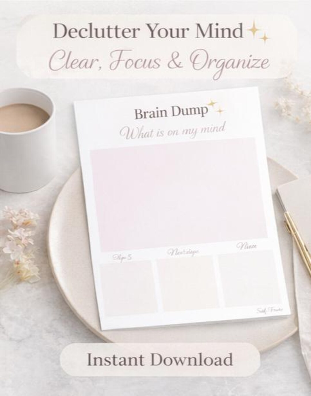 Brain Dump Planner Printable | Minimalist Daily Planner | Mind Dump ...