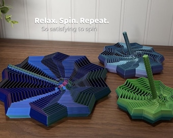 Fidget toy a spirale stampato in 3D / Giocattolo cinetico da scrivania, antistress, spinner in PLA sfumato