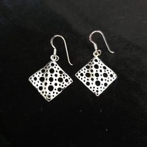 Modern-Vintage Sterling Silver Rectangular Panel Earrings