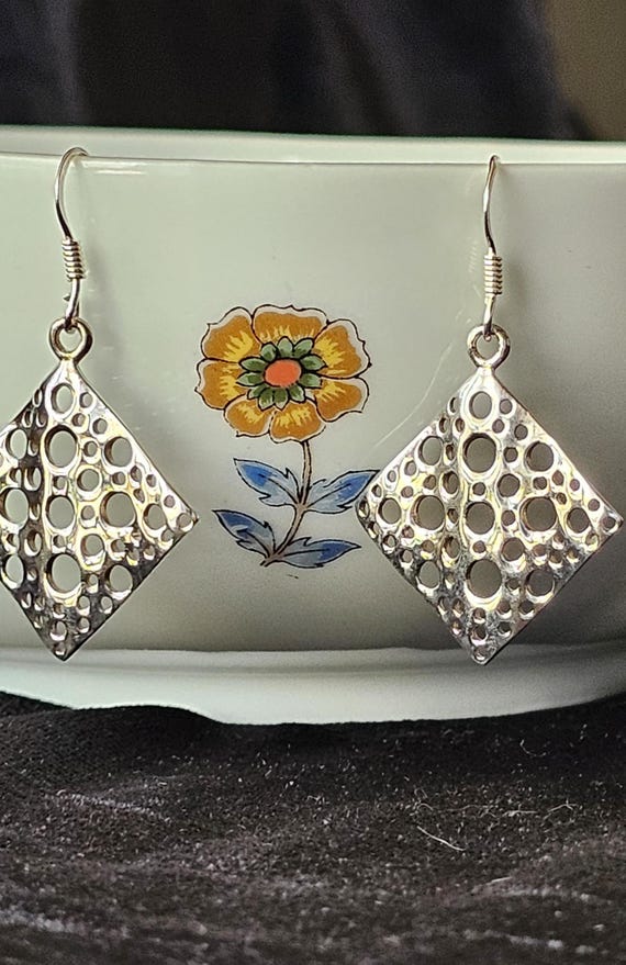 Modern-Vintage Sterling Silver Rectangular Panel … - image 2