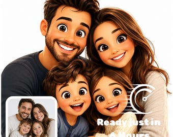 Personalized Family Portrait from Photo | Custom Cartoon Caricature | Parents & Kids Gift | Digital Artwork | Fast Delivery