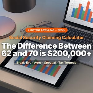 Social Security Claiming Strategy Calculator | Break Even Analysis 62-70 | Spousal Survivor Benefits Tax 2026