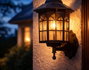 Retro Solar Wall Light, Outdoor Motion Sensor Porch Lantern
