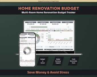 Home Renovation Budget Tracker | Google Sheets Remodel Expense Tool