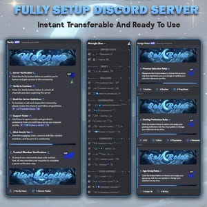 ミッドナイトブルーのDiscordサーバー｜ダークでエレガントなレイアウト（即時ダウンロード）