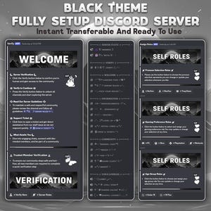 Configuración de servidor Discord negro / Centro comunitario totalmente construido (servicio digital)