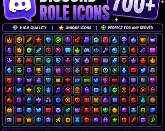 Pacchetto di oltre 700 icone per ruoli Discord / PNG per staff, ranghi e server della community (download digitale)