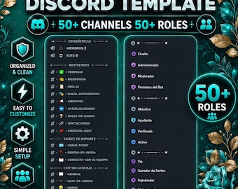 Spanish Discord Template | Organized Server Layout, Roles, Channels (Digital Download)