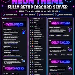Neon Discord Server | Fully Setup, Instant Access (Gaming, Streaming)