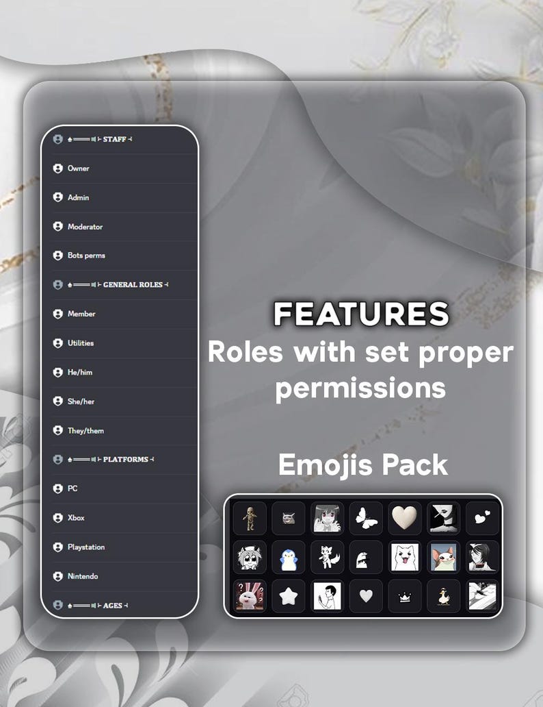 White Discord Server Template | Minimalist Clean Layout (digital ...