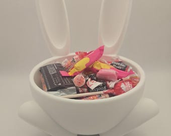 Plato para dulces con forma de conejito impreso en 3D: moderno cuenco para golosinas con forma de conejo, decoración minimalista para el hogar.