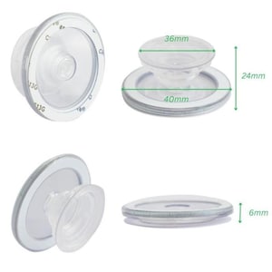 May include: A transparent plastic filter with a circular design. The filter measures 40mm in diameter, 24mm in height, and 6mm in thickness. The top section has a diameter of 36mm. The filter is designed for laboratory or scientific applications.
