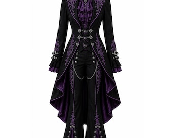 Women's Black purple Victorian Gothic Tailcoat Suit – Elegant Alternative Fashion Set