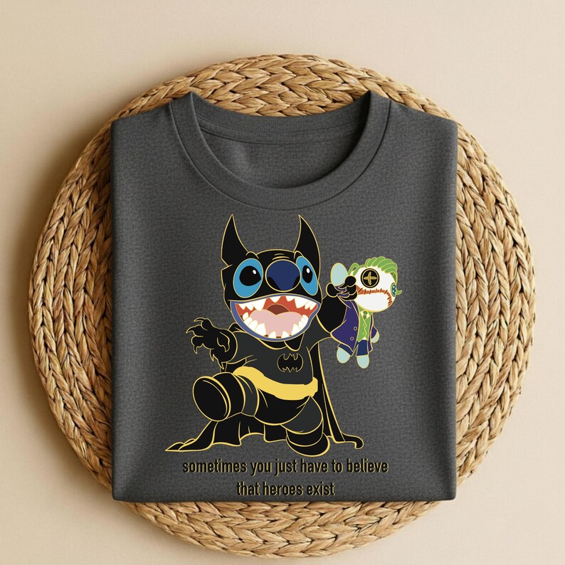Disney Stitch Hero Shirt, Stitch Style Tee, Disney Motivation Shirt, Believe Heroes Exist Tee, Cartoon Hero Graphic Shirt image 2