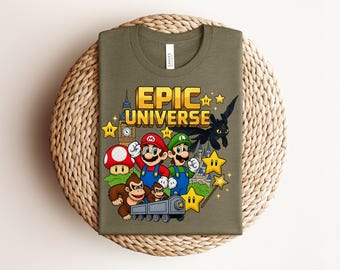 Mario Shirt, Super Mario Tshirt, Epic Universe Theme Park Tee, Retro Mario Kart Apparel, Cute Super Mario Galaxy Vacation Clothing