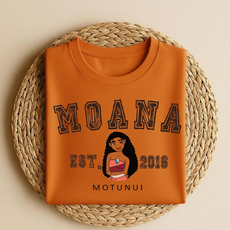Moana Est 2016 Shirt, Motunui Island Girl Tee, Ocean Princess T Shirt, Island Adventure Top, Vintage Cartoon Style Shirt image 5