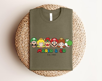 Camiseta de Mario, Camiseta de Super Mario, Camiseta de Paper Mario, Camiseta de videojuegos, Camiseta de Mario Kart, Camiseta con estampado retro de Mario, Ropa de dibujos animados de Mario