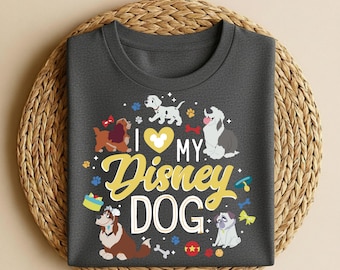Disney Dog Shirt, I Love My Disney Dog Tee, 101 Dalmatians Style Dogs, Cute Cartoon Puppy Design, Vintage Disney Pet Illustration