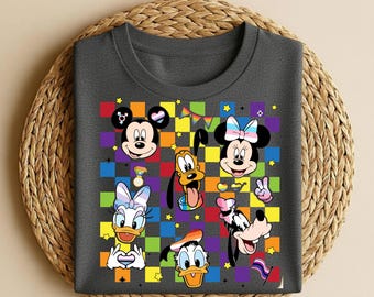 Disney Mickey And Friends Checkerboard T-shirt, WDW Disneyland Gay Days Tee, Rainbow Pride Shirt Gift, Pride Month 2026