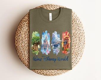 Camiseta de Walt Disney World, Camisetas familiares de Disney, Camiseta Disney Squad, Ropa de Magic Kingdom, Camiseta de los parques Disney, Top Disney de acuarela