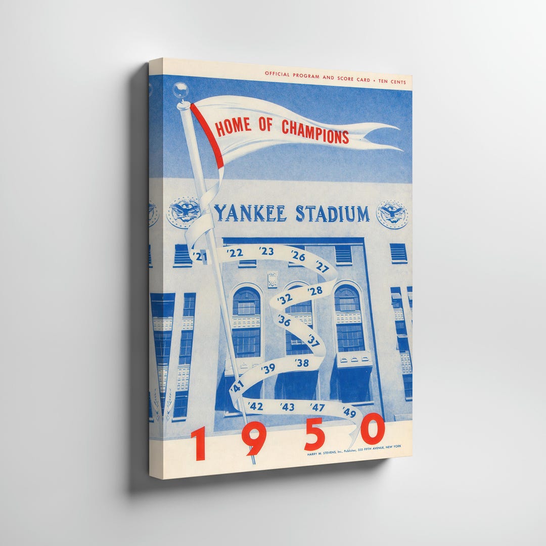 1950 New York Yankees Vintage Program Cover Wrapped Canvas Print – MLB ...
