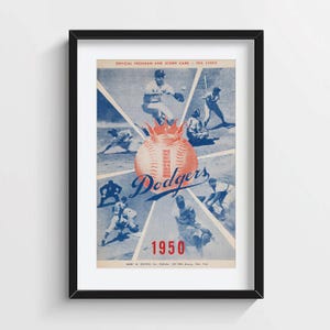 1950 Los Angeles Dodgers Vintage Program Cover Print – MLB Baseball Decor Poster Wall Art