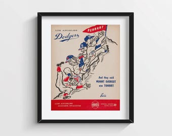1963 Los Angeles Dodgers Vintage Program Cover Print – Vintage Baseball Decor Poster Wall Art