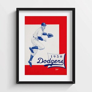 1950 Los Angeles Dodgers Vintage Program Cover Print – MLB Baseball Decor Poster Art