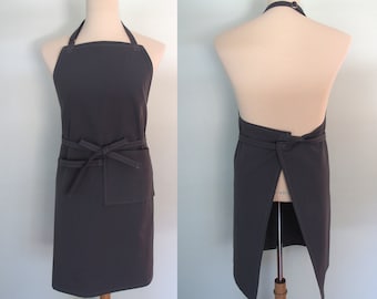 Slate Gray Canvas Apron with Pocket and Towel Loop, Heavy Weight Apron, Adjustable, Extra Wide, Heavyweight Canvas, Heavy Duty Work Apron