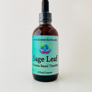 Sage Tincture - Alcohol Free Salvia officinalis Extract - Cold Cure Process - Handmade Herbal Remedy by Ecstatic Earth