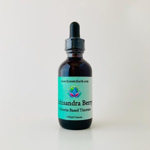 Schisandra Berry Tincture - Alcohol Free Schisandra chinensis Extract - Cold Cured - Handmade Herbal Remedy by Ecstatic Earth