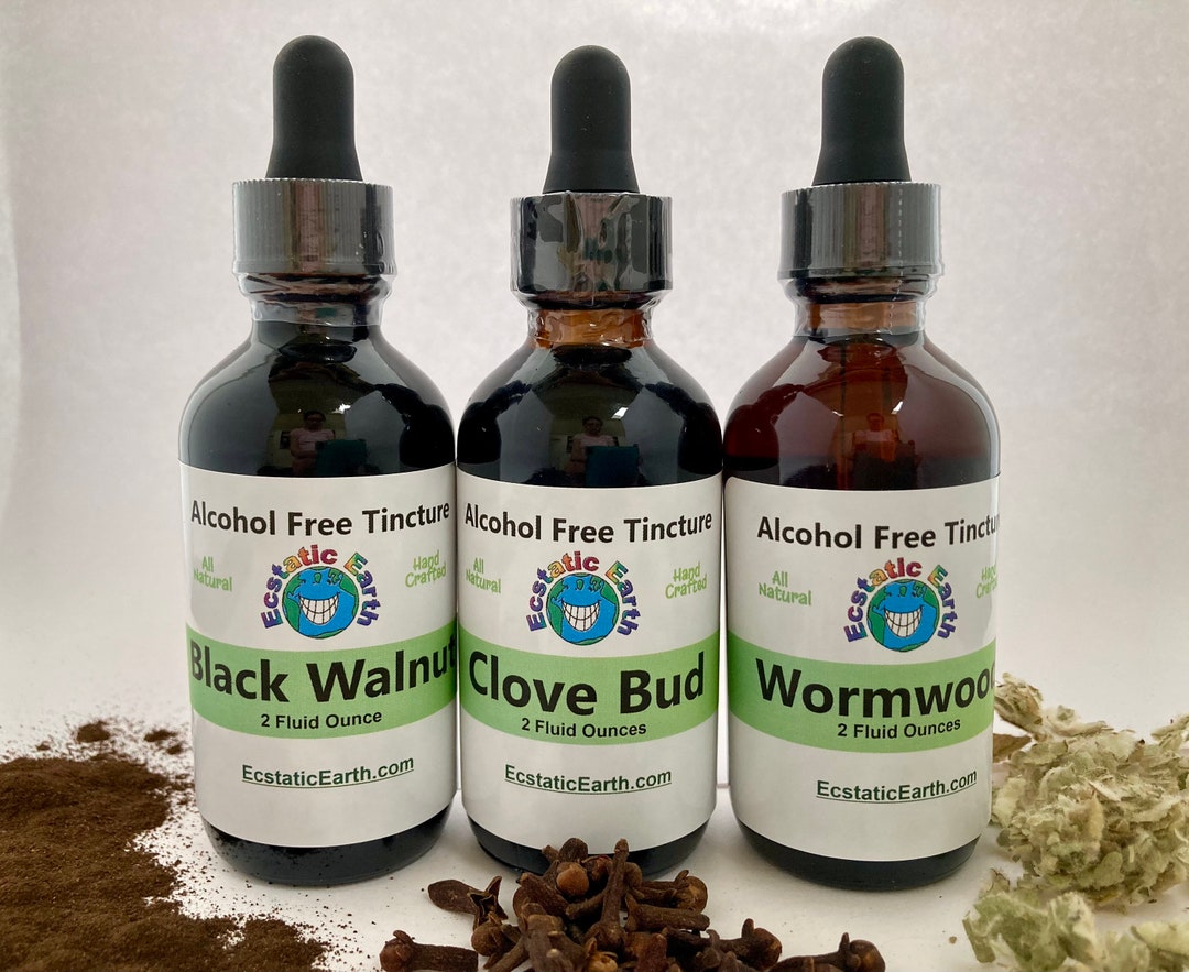 Traditional Parasite Cleanse Black Walnut Hull Clove Wormwood Handmade Herbal Remedy Alcohol