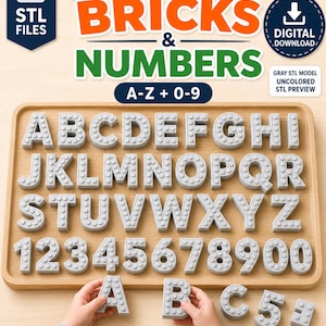 STL Bundle Alphabet Letters, Digital Alphabet Baby Blocks, ABC Blocks 3D STL Model, Montessori Learning Toy
