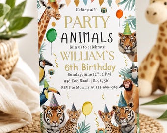 Es divertido ser uno, Producto digital, Folleto de cumpleaños, Primer safari salvaje del bebé, Plantilla de Canva