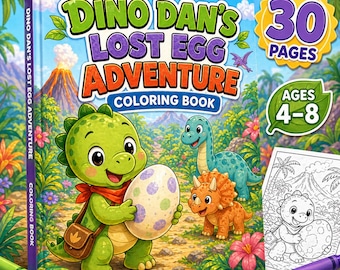 Libro para colorear de dinosaurios para niños de 4 a 8 años / Libro de actividades educativas (descarga digital)