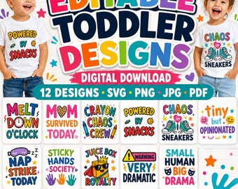Toddler Shirt Funny clipart SVG Bundle, PNG, Trendy Shirt Design, Kids TShirt Mockup