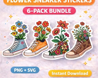 Floral Sneaker PNG SVG Bundle – 6 Shoe Designs (Digital Download)