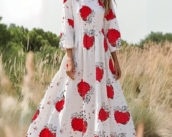 strawberry dress long sleeve Long Ashley Cotton Voile Dress