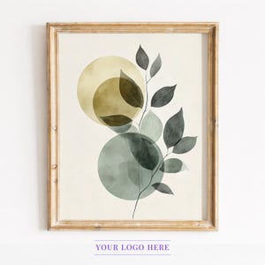 Impressões de arte botânica em verde sálvia para parede - Arte botânica minimalista, folhas em aquarela suave, decoração moderna e terrosa, download imprimível neutro 209