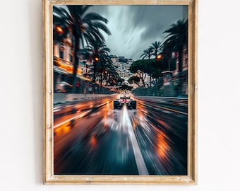 Monaco Grandprix Wandkunst, F1 Pit Lane Poster, Rennwagen Dekor, digitaler Download
